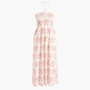 Hill House Pink and Cream Floral Strapless Maxi Dress